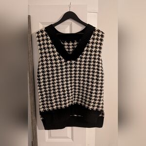 Black and White Houndstooth Sweater Vest